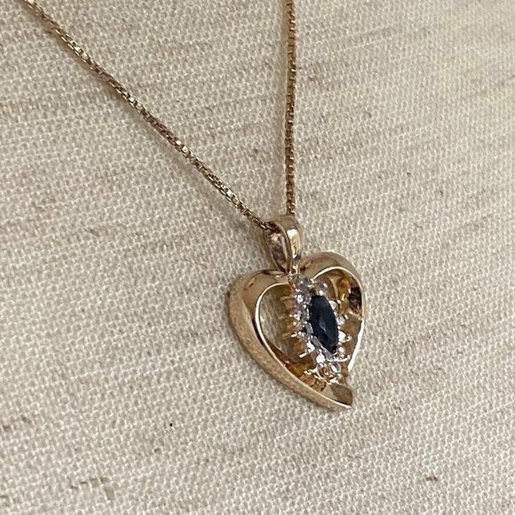 Ross-Simons Gold Vermeil Sterling Silver 925 Sapphire Heart Pendant Necklace 18" - Picture 12 of 16